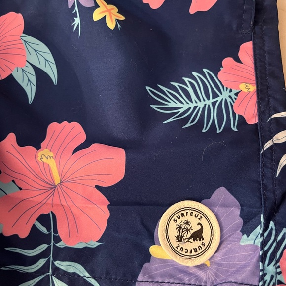 New Surf Cuz Men's Navy Hawaiian Pattern Quick Dry Pockets sm NWT, swim trunks - Picture 7 of 12